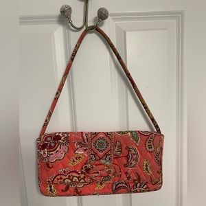 Vera Bradley Coral Shoulder Bag/Clutch East West Baguette Floral